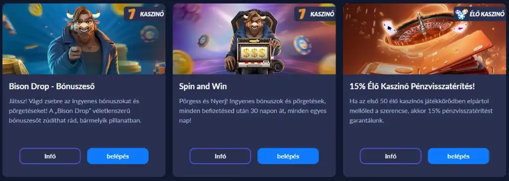 Bison casino bónusz ajánlatok