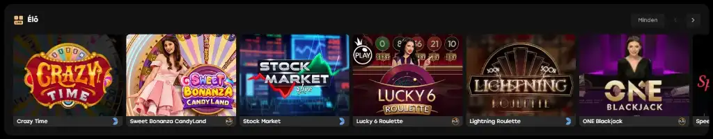 Roulette 1, Instant Roulette, Lightning Roulette, Mega Roulette, Live Roulette European, Auto-Roulette, Immersive Roulette, VIP Roulette