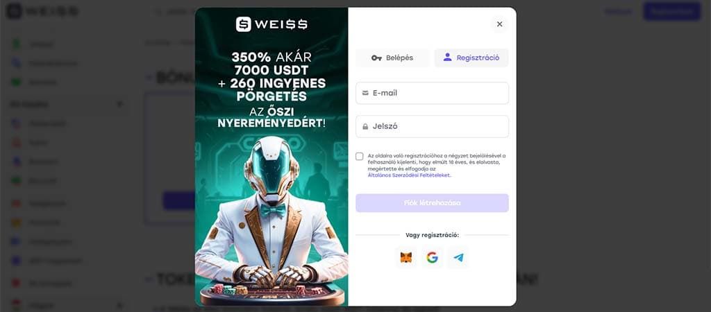 Weiss Casino üdvözlő bónusz, promóciók és hűségprogram