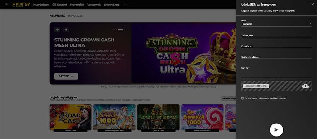 Kaszinójátékok az Energy Casino-ban.