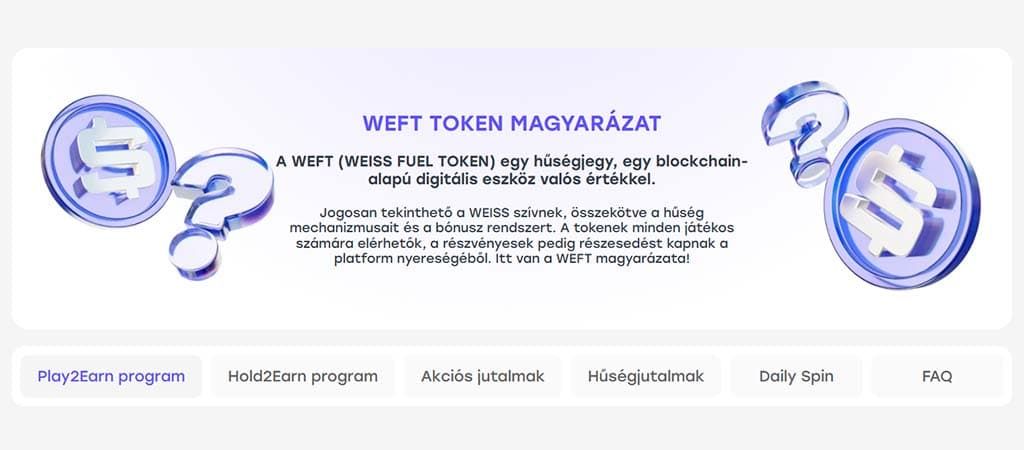weft token magyarázat, weiss kaszinó, online kaszinó
